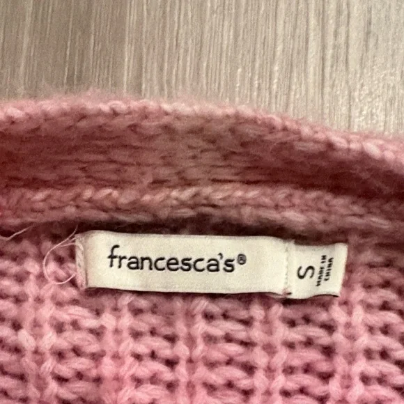 Francesca's Collections Pink and Orange Sweater Cardigan - Picture 2 of 4